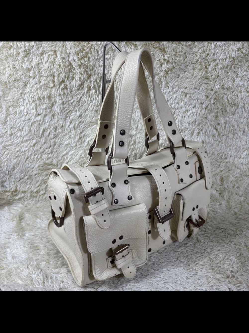 Mulberry Ivory Leather Multi-Buckle Satchel